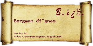 Bergman Ágnes névjegykártya